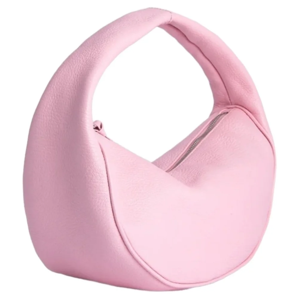 BY FAR Cush Flat Grain Leather Bag, Pink, NWT